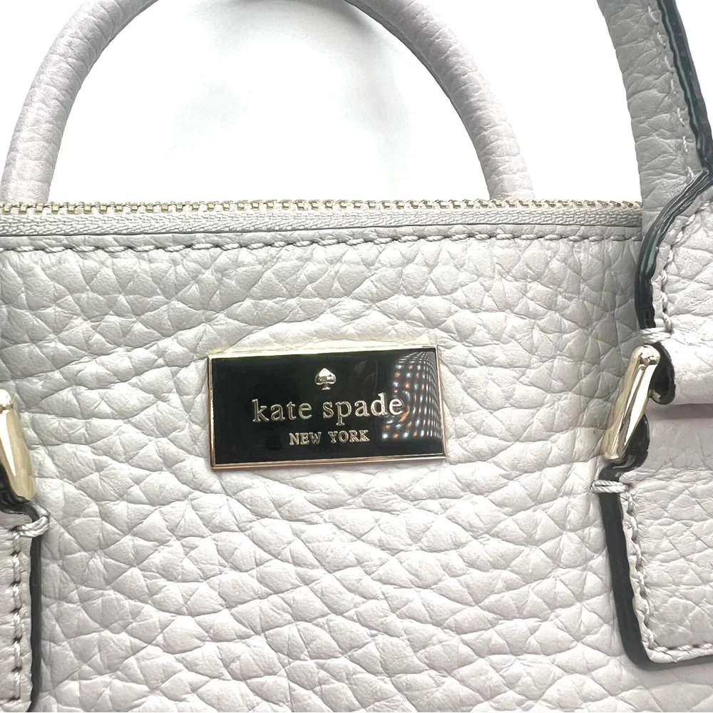 Kate Spade Light Gray Purple Pebbled Leather Satchel -Prospect Place Small Pippa